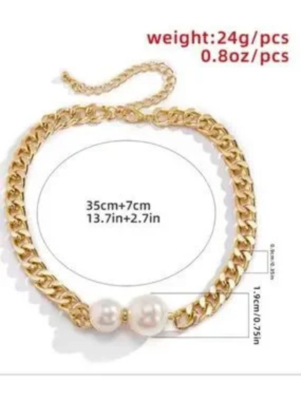 Gold Chain Choker with Pearl Accents - Picture 5 of 5